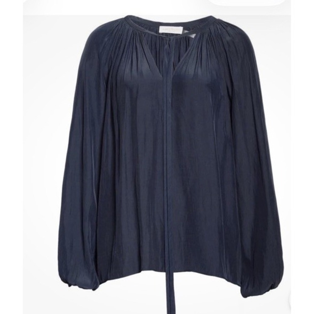 Ramy Brook Paris Poet Blouse Navy Blue Size Large Flowy - Picture 2 of 7